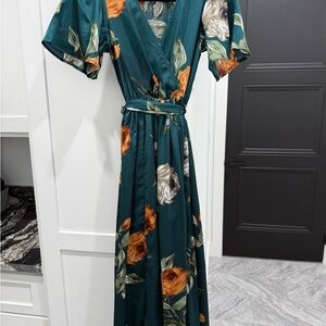 Baltic Born Teal and Orange Floral Maxi Dress